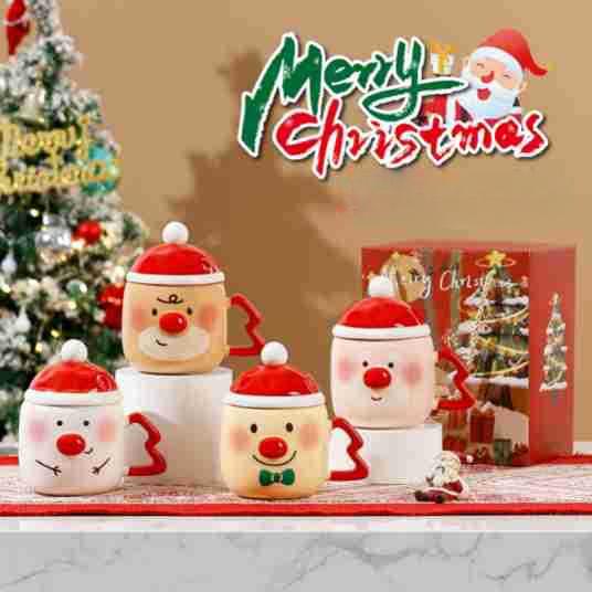 Ceramic Cup Christmas Mug Water Cup Gift Gift Set Gift Box Opening Cartoon Gift