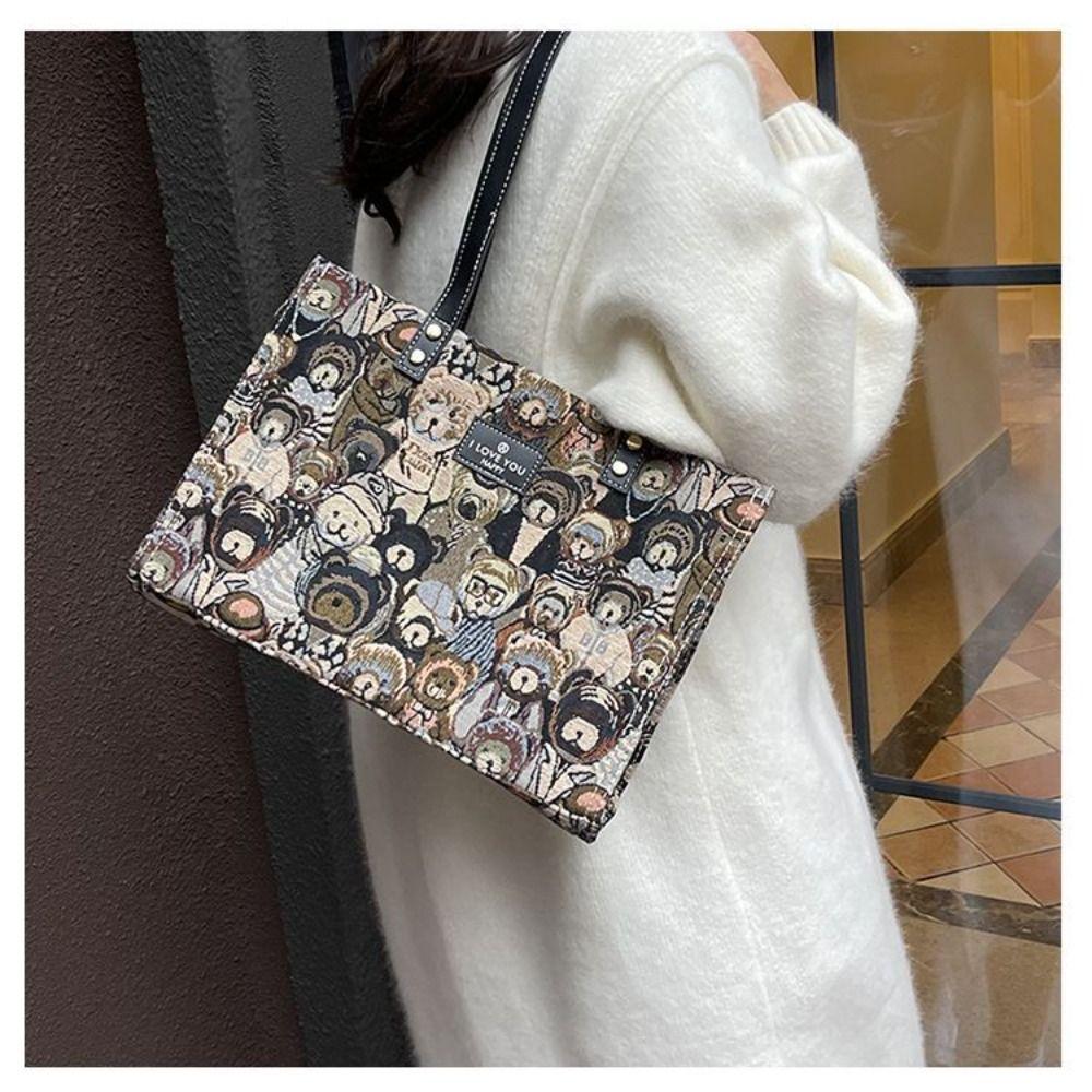 Lässige Umhängetasche Cartoon Bärenmuster Tragetasche Neue Handtasche