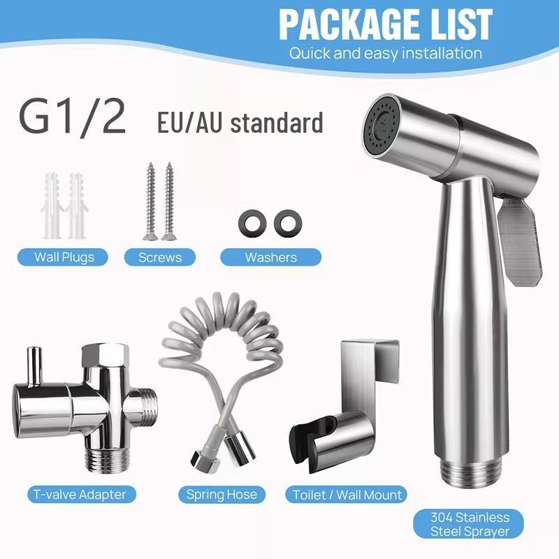 Dual Angle Valve Bidet Kit: High-Pressure Booster Spray Gun for Bathrooms
