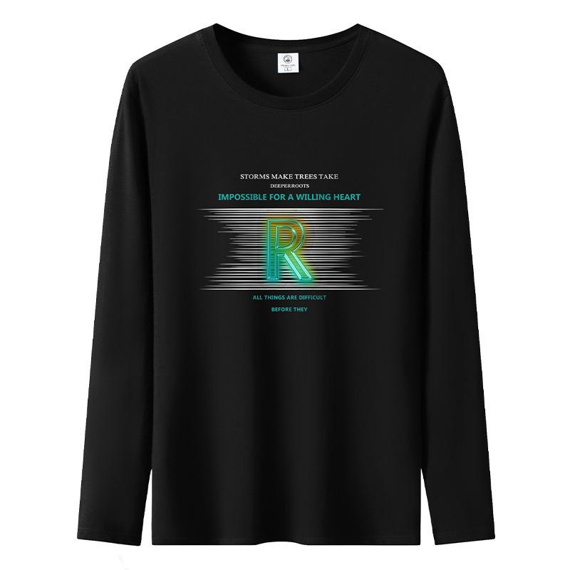 

Футболка мужская с длинным рукавом с узором Big R из чистого хлопка S-5XL Мужская толстовка S чёрный