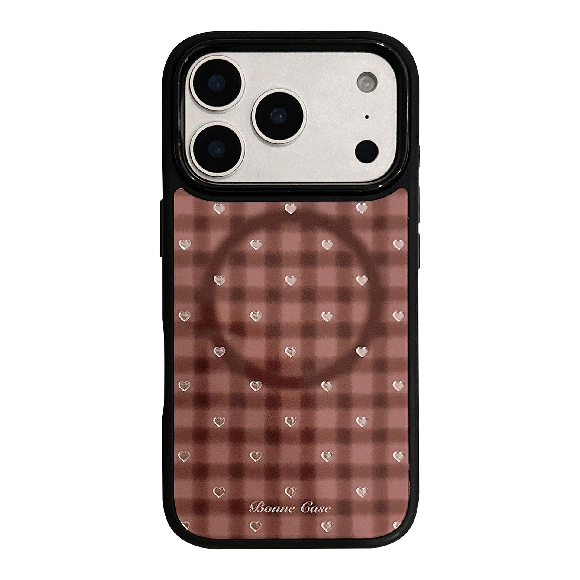 Коричневый чехол-подставка в форме сердца для iPhone 15, iPhone 16, iPhone 17 Pro Max iPhone 12