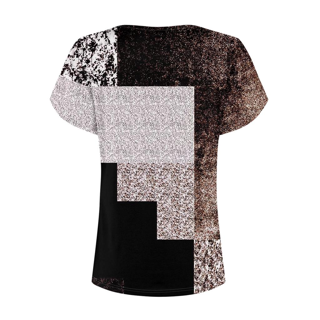 Womens Tops Petal Short Sleeve Summer Round Neck Shirts Floral  Printing Blouses For Women Dressy Casual