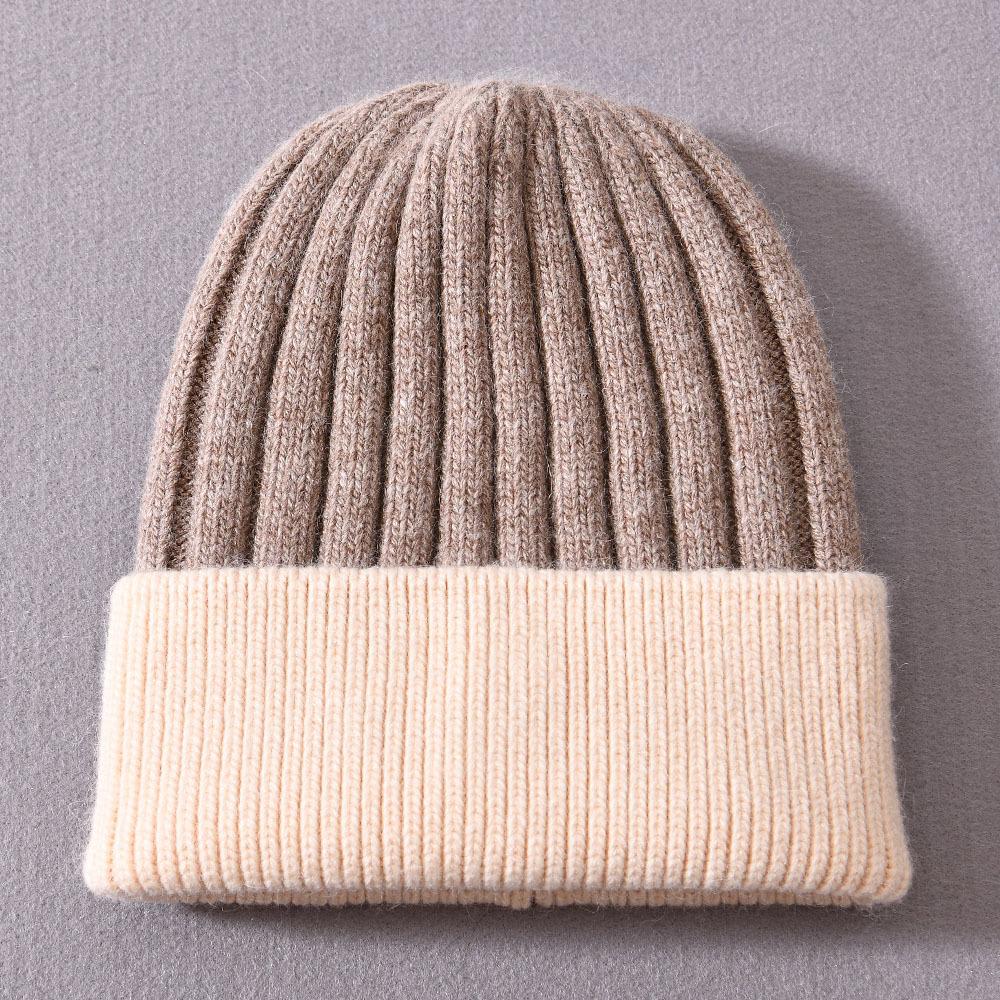 Children's rabbit velvet knitted hat double-match color soft cute outdoor wool hat warm real raccoon fur ball removable