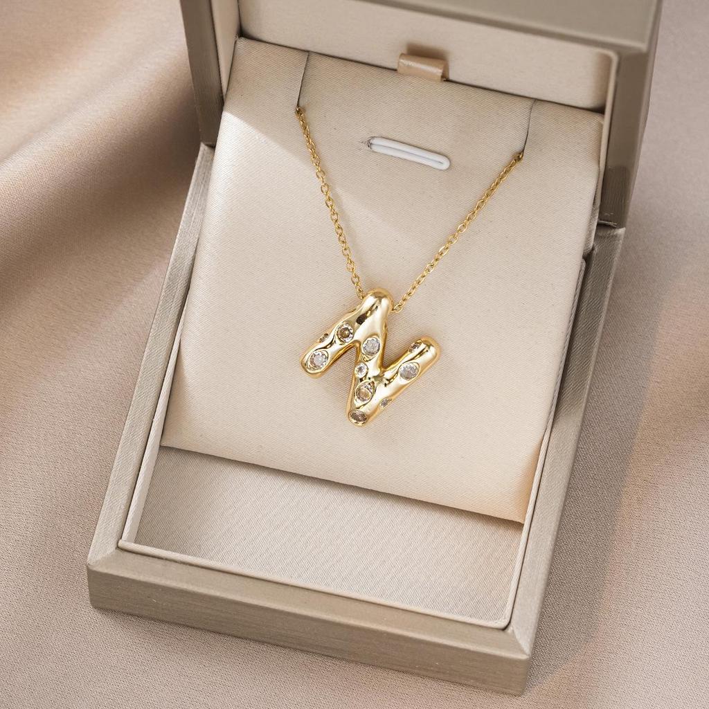 Women's Colorful English Alphabet Necklace - Simple & Trendy Design in Titanium Steel