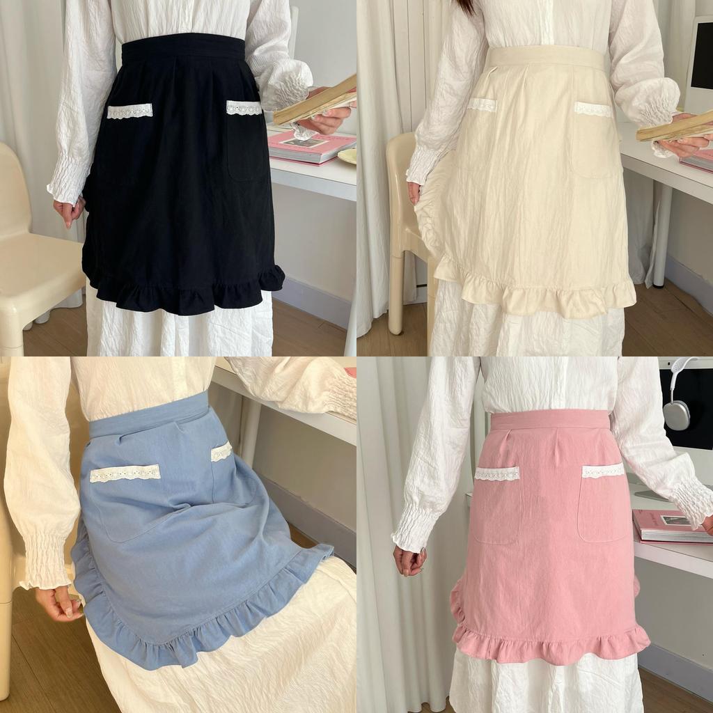 Tablier en Coton Imperméable avec Dentelle Design Mi-long pour la Cuisine Maison et l'Usage en Cuisine
