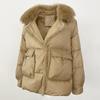 OFTBUY Autumn Winter Fashion Fox Fur Collar Spliced 90% White Duck Down Thickened Warm Women Korean Style Loose Casual Down Jacket