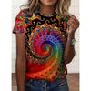 Fashion Women Colorful and Vibrant Print T Shirt Funny Casual O-neck Short Sleeves T-shirt Summer Female Tee Shirt