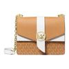 MICHAEL KORS Greenwich Classic Colorblock Logo Coated Canvas Shoulder Crossbody Bag Small Women's Brown and White