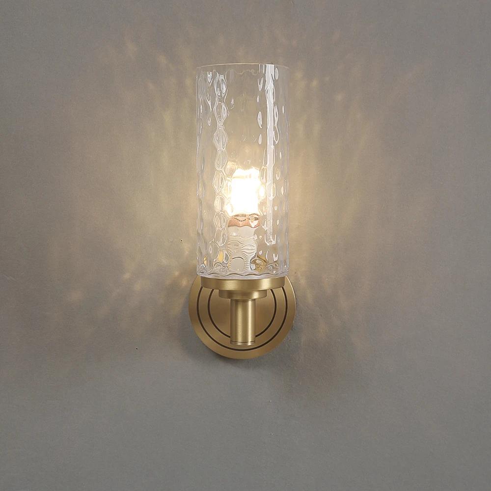 Merican All Copper Wall Lamp Living Room Bedroor Bedside Lamp Modern Lighting Luxury Background Wall Creative Glass Wall Lights