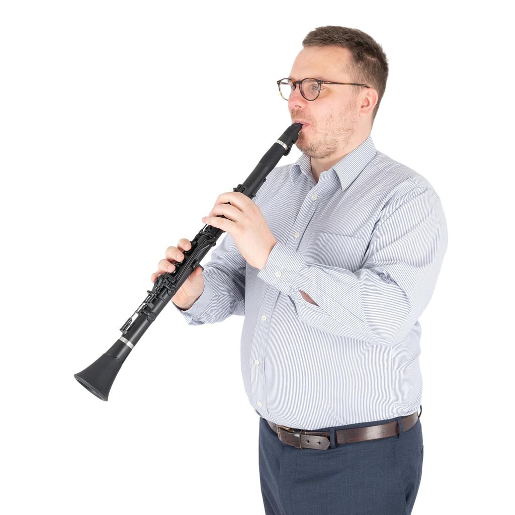 NUVOBand NB200CBK Plastic Wind Instrument, Fully Waterproof, Bb Clarinet, Black [Includes Case, Reeds, Wall Hanger, Swab, Grease, and Fingering Chart]