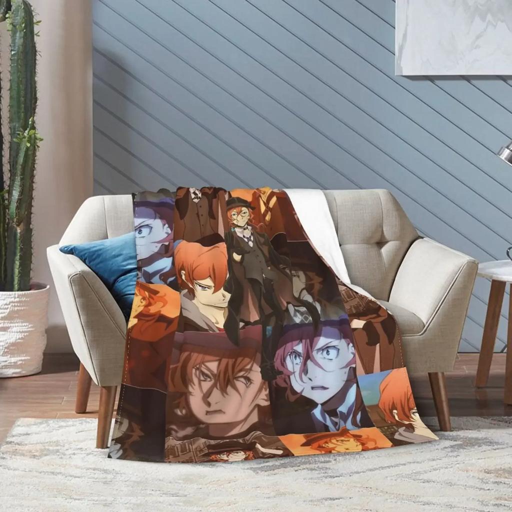 Bungou Stray Dogs Nakajima Atsushi Serie TV Chuuya Nakahara Coperta di Flanella Morbida Calda Accogliente Leggera per Bambini Adulti
