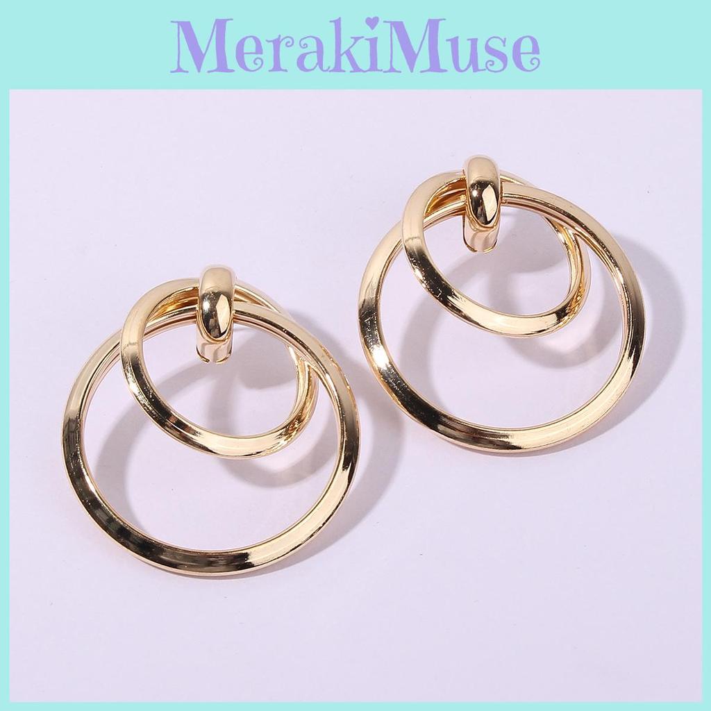 Gold Women Metal Earrings Geometric Shape Electroplated Fashion Looks Office