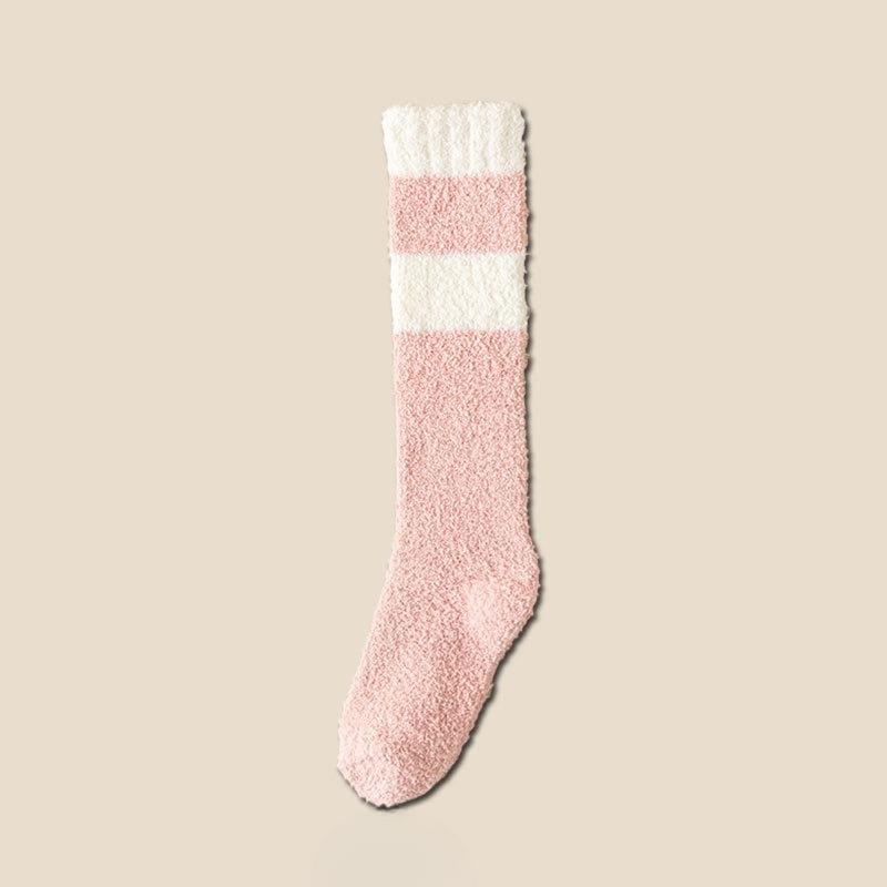 Thickened Long Coral Fleece Sleeping Socks for Women, Warm Fleece Postpartum Socks and Fleece Calf Home Socks for Autumn and Winter