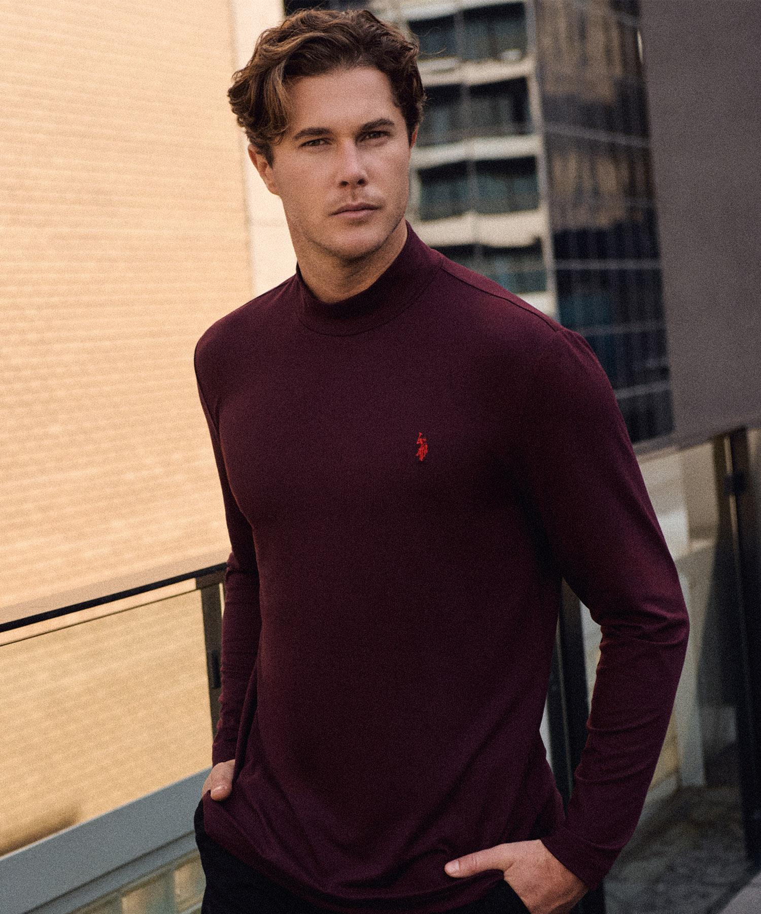 Us Polo Assn Long Sleeve Double-Fleece Burgundy Burgundy/100