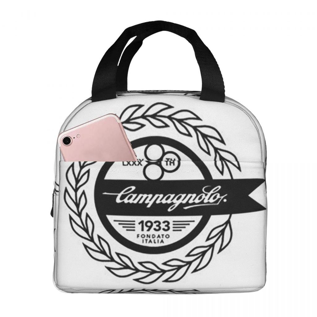Campagnolo Vintage Italian Cycling Tour Insulated Lunch Bag for Women Children Portable Food Boxes Thermal Lunch Box Tote