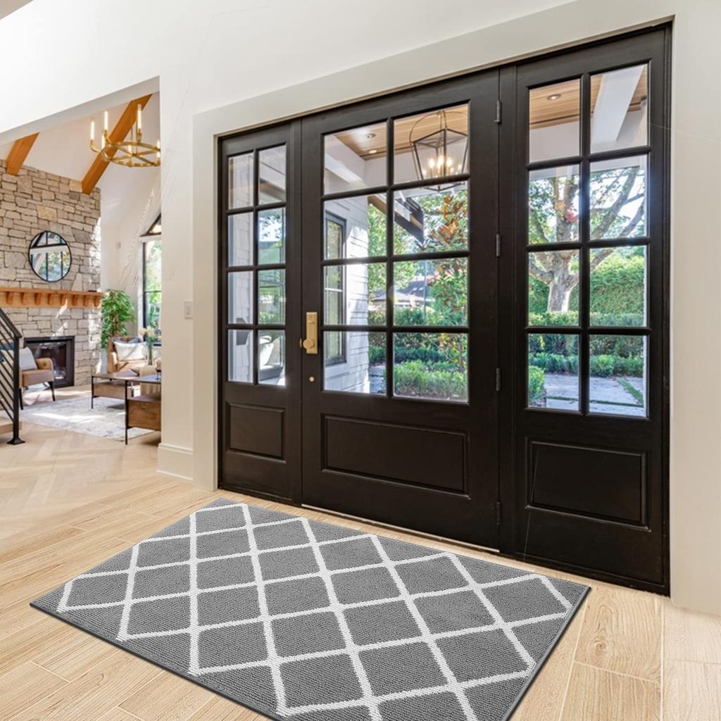 Olanly Entryway Washable Low-Profile Indoor Doormat Absorbent Resist Dirt Entrance Inside Floor Mats Backing Non Slip Door Mats