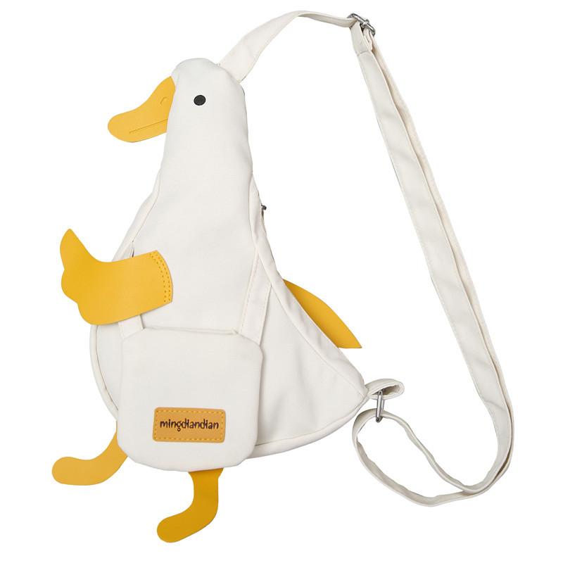 Women Shoulder Bag Cute Duck Canvas Bag Female Student Messenger Shoulder Bag Trendy Funny Cute Cartoon Chest Bag