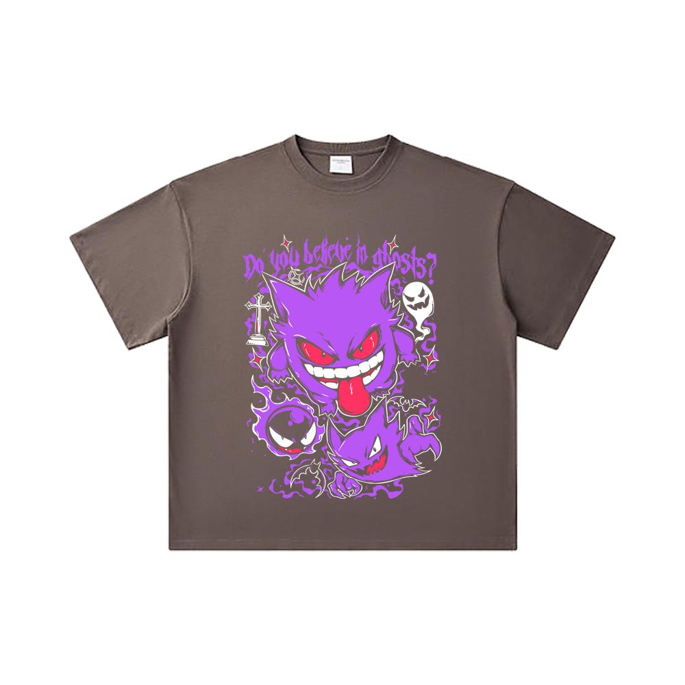260 GSM Double Yarn 32 Count 100% Cotton Pokemon V3 Ghosts Print Unisex Heavy Cotton T Shirt