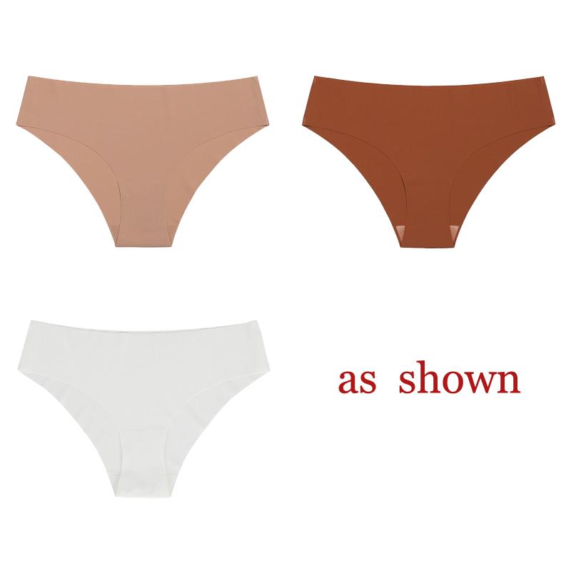 TERMEZY 3Pcs/Lot Sexy No Trace Panties for Women Ice Silk Low Waist Underwear Sports Lingerie G-string Briefs Female Intimates