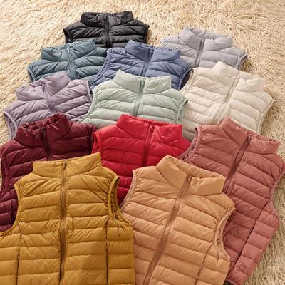 Chaquetas sin mangas de plumón de pato blanco para mujer, recién llegadas, chalecos plegables ultraligeros para mujer, abrigos para mujer