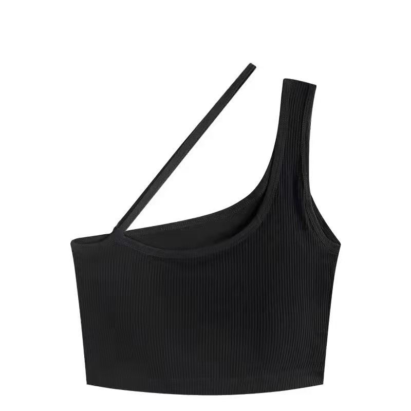 Slant shoulder beauty back sling vest women's integrated bra without steel ring bra sexy base inner cover Spice girl chest wrap tube top