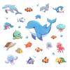 Cartoon Marine Animals Wall Sticker for Kids Rooms Bedroom Background Home Decals Decoration Lovely Animal Nursery Stickers