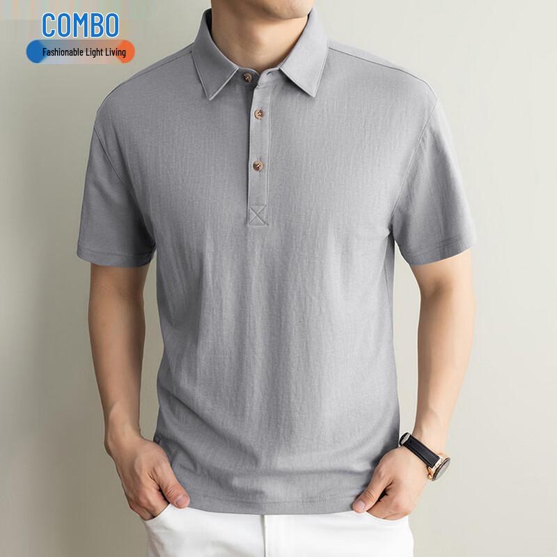Men s Linen Blend Business Casual Polo Shirt M