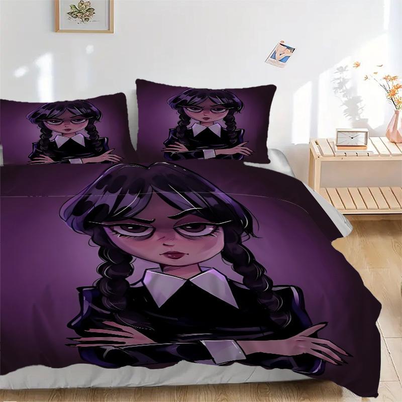 

3pcs Wednesday Addams Duvet Cover Set - Machine Washable, Includes 1 Duvet Cover and 2 Pillowcases, No Core Included, All-Season Home Decor 135x200cm