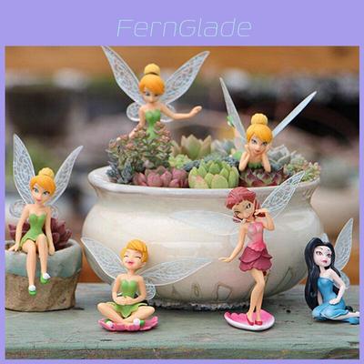 Flower Fairy Miniature Dollhouse Garden Decor Set Of 6 Fly Wing Figures Hand-painted Plastic Material 5-10cm Size