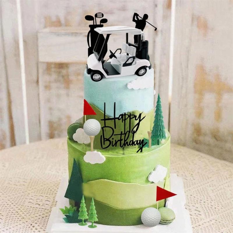 Golfing Cart Standard Cake Leader For Golfing Theme Party Birthday Celebration Plastic Decoration
