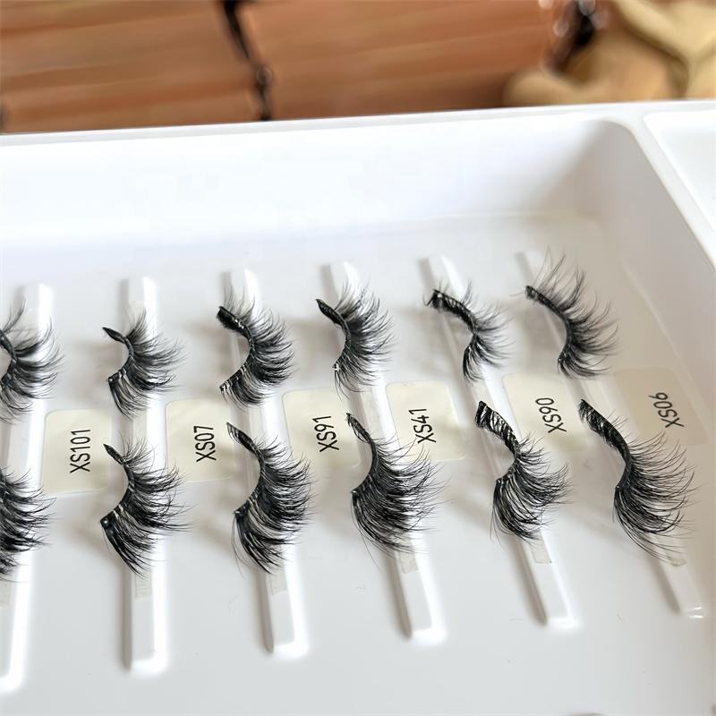 Clear Glue Super Fine Soft Band False Eyelashes Slef Adhesive Sticky Handmade Press on Strip Half Lashes