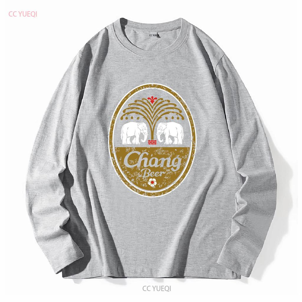 Chang Beer Vintage Logo T Shirt Grey Long or Short Sleeves Vintage Washed Versatile Streetwear Homme Stylish Unisex Casual Soft