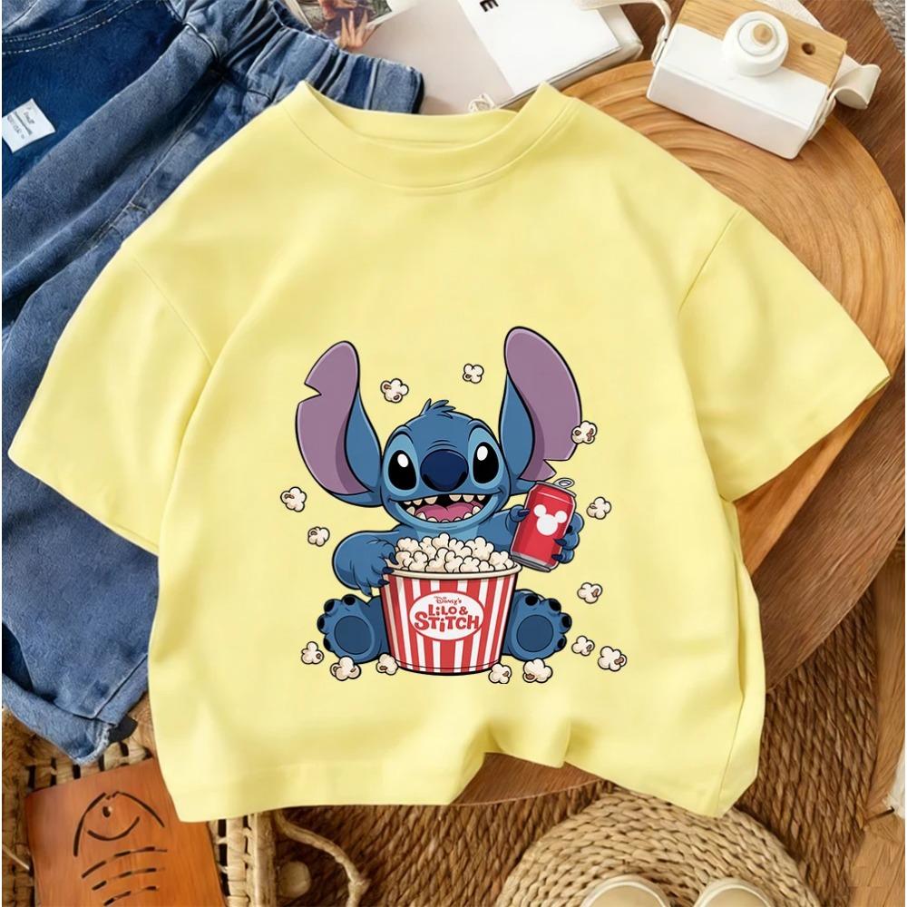 Popular Cartoon Children Tee Stitch Street Fashion For Boys Girls Summer Lightweight Casual Wear 3-14Y