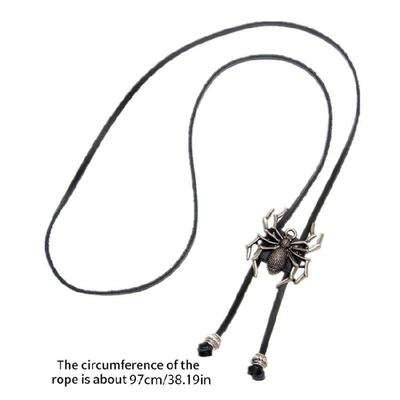 Bolo Tie for Men Western Cowboy Style Necktie with Stereo Spiders Buckle Decor