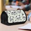 1pc Double Layer Flip Pencil Case - Doodle Style Pandas, Large Capacity, Portable Polyester Pen Storage Bag with Zipper Closure, Ideal for School & Of