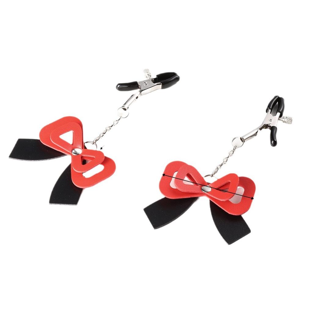 New Woman Sexy Adjustable Nipple Clip Breast BDSM Black Bow Adult Fetish Flirting Couple Sex Toy Waterproof Metal&PU