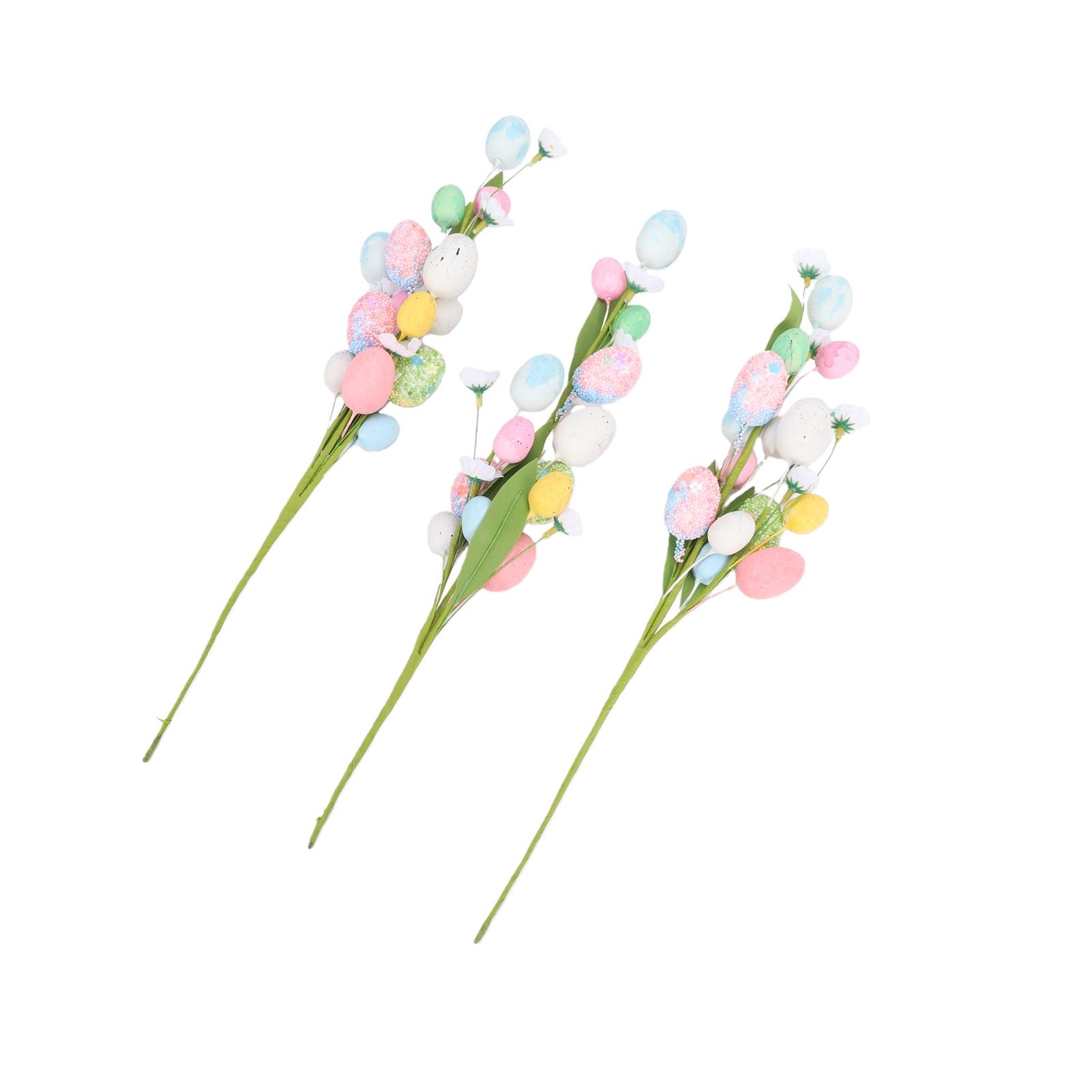 

3pcs Easter Egg Floral Picks Colorful Artificial Easter Egg Stems Decorations for Home Decor Centerpiece Flower