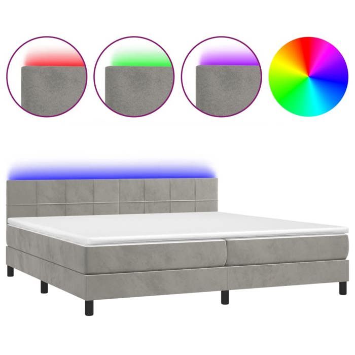 VidaXL Sommier à Lattes de Lit avec Matelas et LED, Lit Rembourré avec Tête de Lit, Lit Double, Lit Adulte de Chambre, 3134423