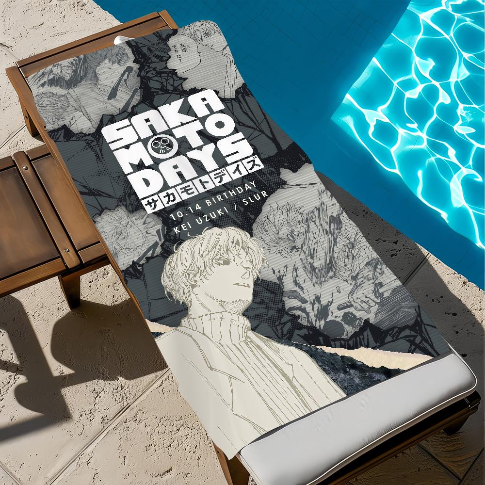 S-sakamoto anime Towel Large Quick-Drying D-daysMicrofiber soft Beach Towel for Travel Fitness Sauna Bathing Camping