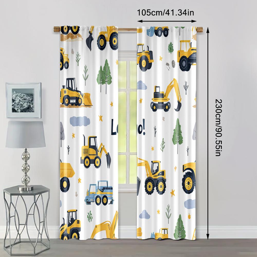 2pcs   Curtain Fabric Playful Construction & Farm Vehicle Polyester Woven (without rod) Room Decor Ldeal for Bedroom Living Room