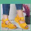 Plussize Womens New Peeptoe Sandals Wedge Heels European And American Style Highheeled Sandals With Back Zipper