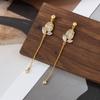 Cold Wind Long Fringed Earrings Women's High-end Niche Design Earrings Tulip Zircon Temperament Versatile Earrings