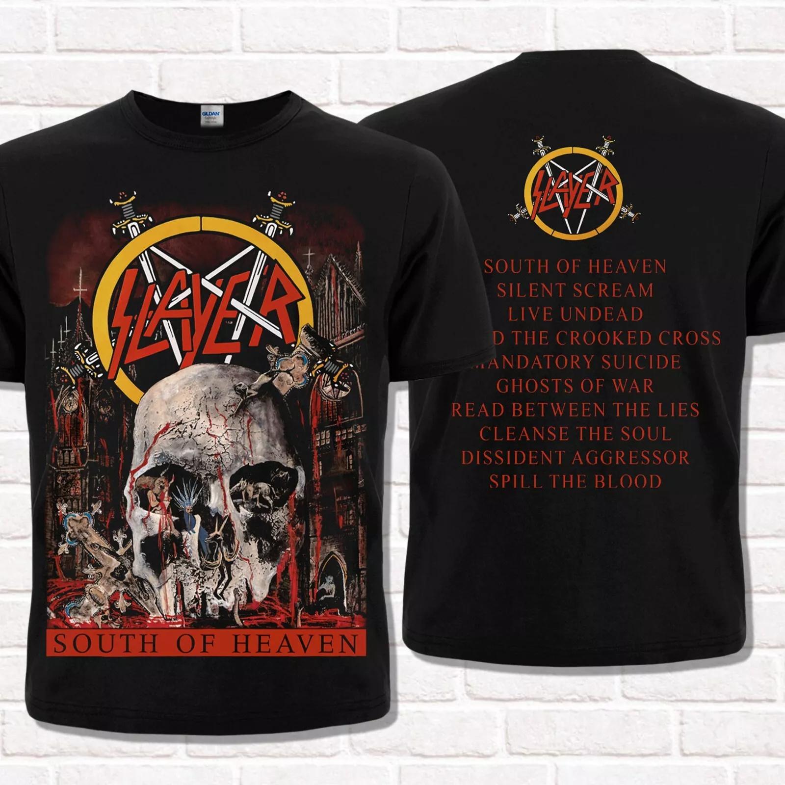 Черная футболка Slayer South of Heaven 1988 Thrash Metal Heavy Metal Футболка Топы Унисекс Хлопок Короткий рукав Уличный стиль XL