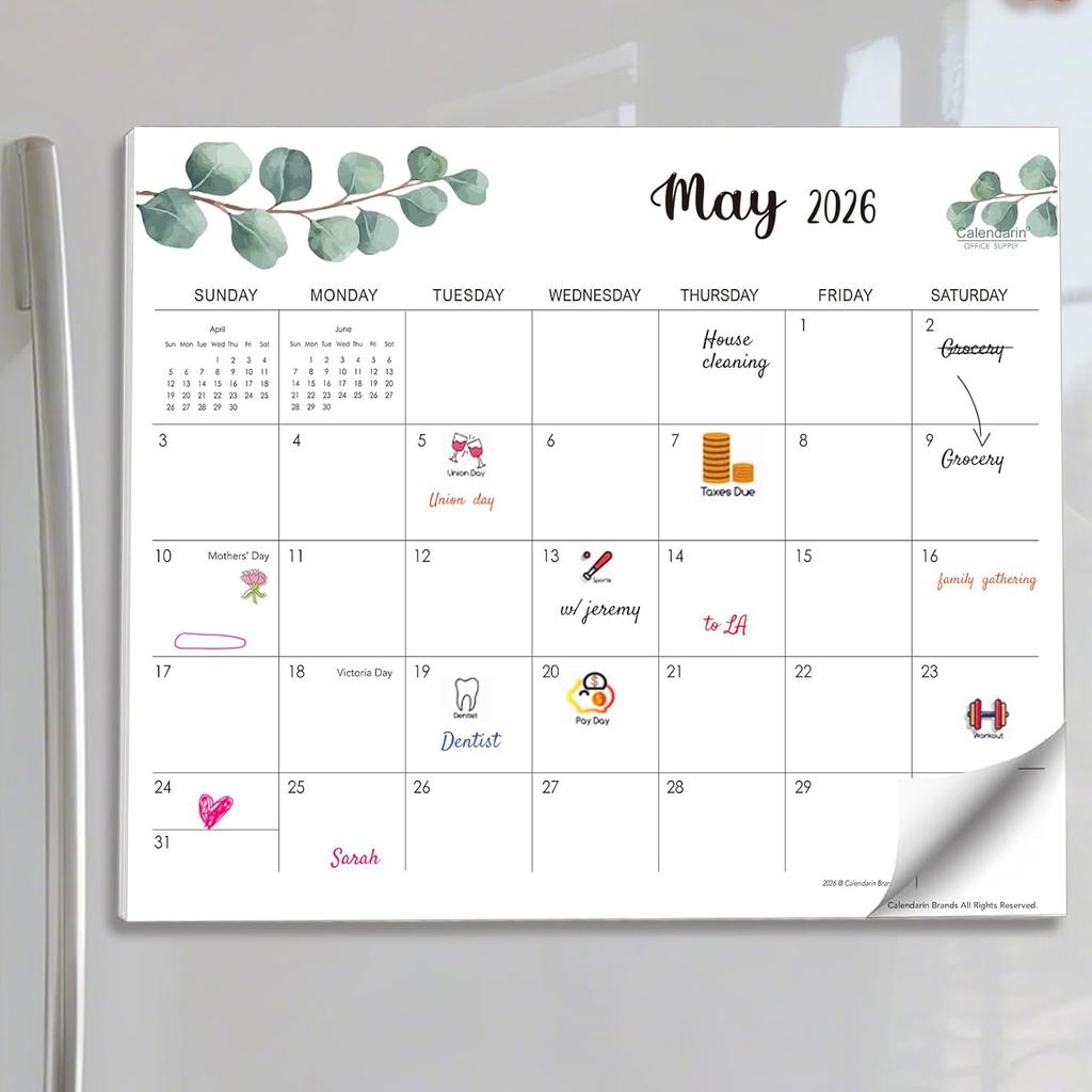 Calendario Magnetico da Frigorifero 2026-2027 per il Canada, Organizzatore Familiare 20 Mesi da Maggio 2026 a Dicembre 2027 per Professionisti Home Office, 12x10