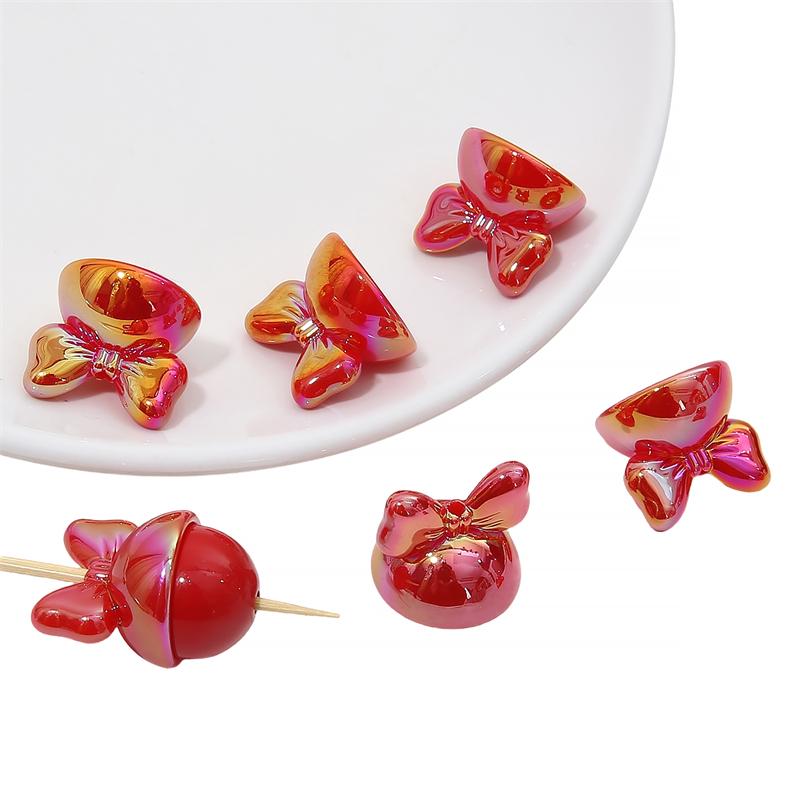 

4 шт. 20 мм акриловые бусины с бантиком в виде кролика, подвески для ожерелья, брелок, сделай сам, изготовление ювелирных изделий 20x17mm 4pcs/bag