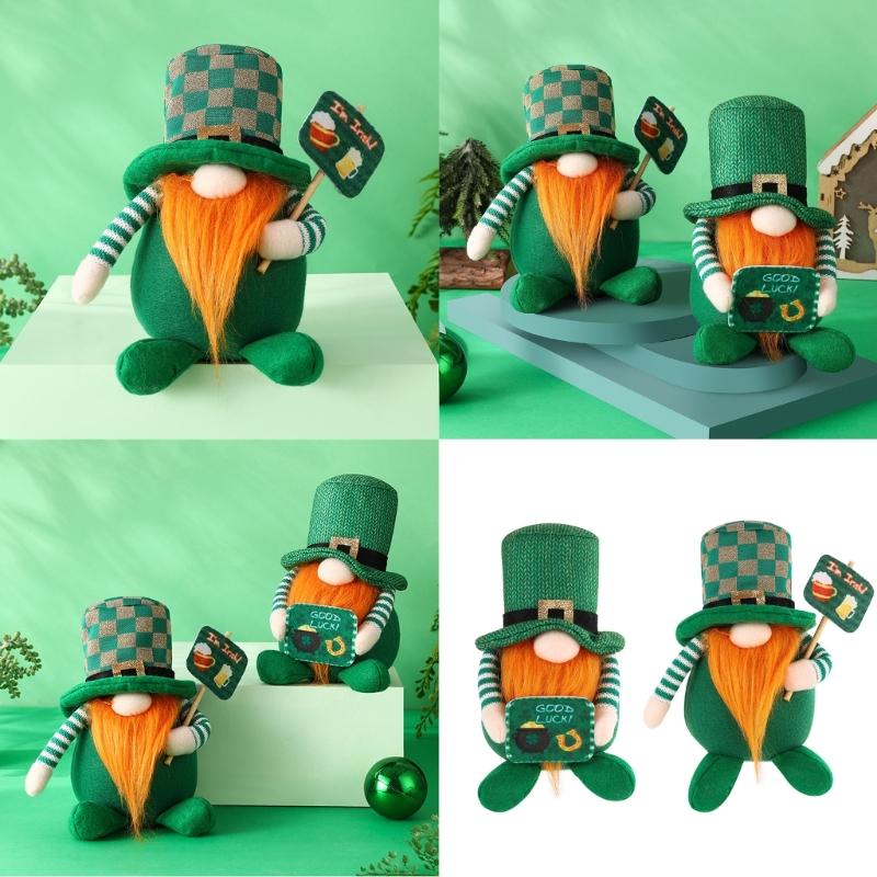 1 st St Patrick's Day Tomtar Irländsk Ansiktslös Docka Prydnader Fest Hemma Dekorationer