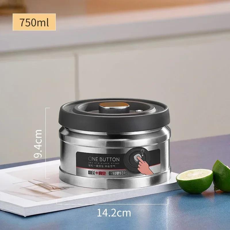 

304 Stainless Steel Vacuum Sealed Jug Coffee Beans Airtight Container Kitchen Food Grains Candy Keep Fresh Storage Jar 750ml