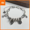 100% Massives 925 Sterling Silber Retro Armband für Damen Herren Vintage Handgefertigt Sternenkette Einfaches Armband Geburtstagsgeschenk