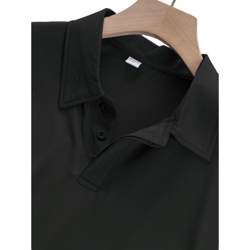 Mens Long Sleeve Casual Solid Color Polo Shirt Plus Size