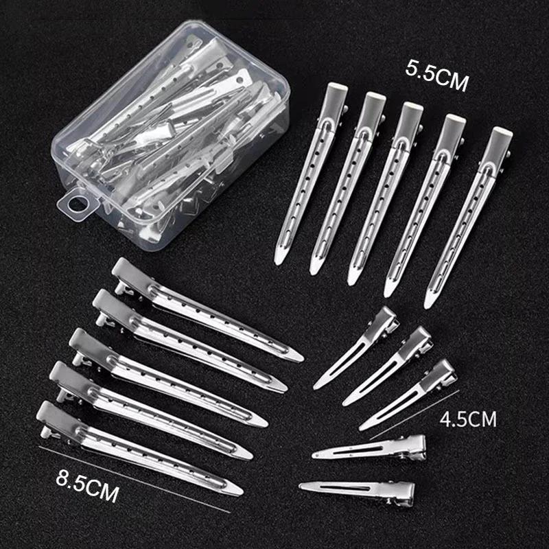 10Pcs/Lot Crocodile Leather Hairpins Duck Bill Hairpin Rust-proof Metal Hairpin with Holes for Curly Hair Styling Partition Clip